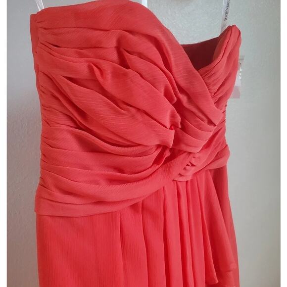 David's Bridal bridesmaid prom dress size 6 coral Chiffon Sweetheart Layered - Picture 11 of 11